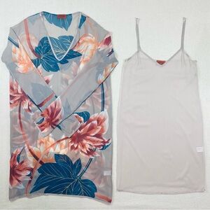 MISSONI Silk Floral Sheer Dress & Silk Slip Matching 2 Pc Set IT 40, Small